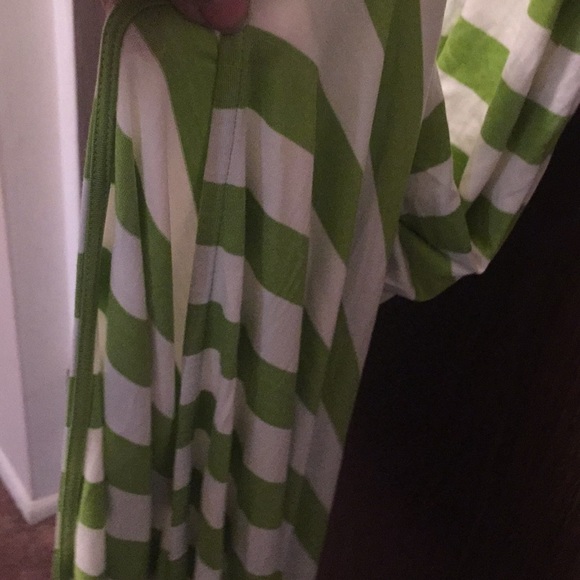 LARRY LEVINE LIME GREEN STRIPE MAXI DRESS/W SPLITS - Picture 4 of 6